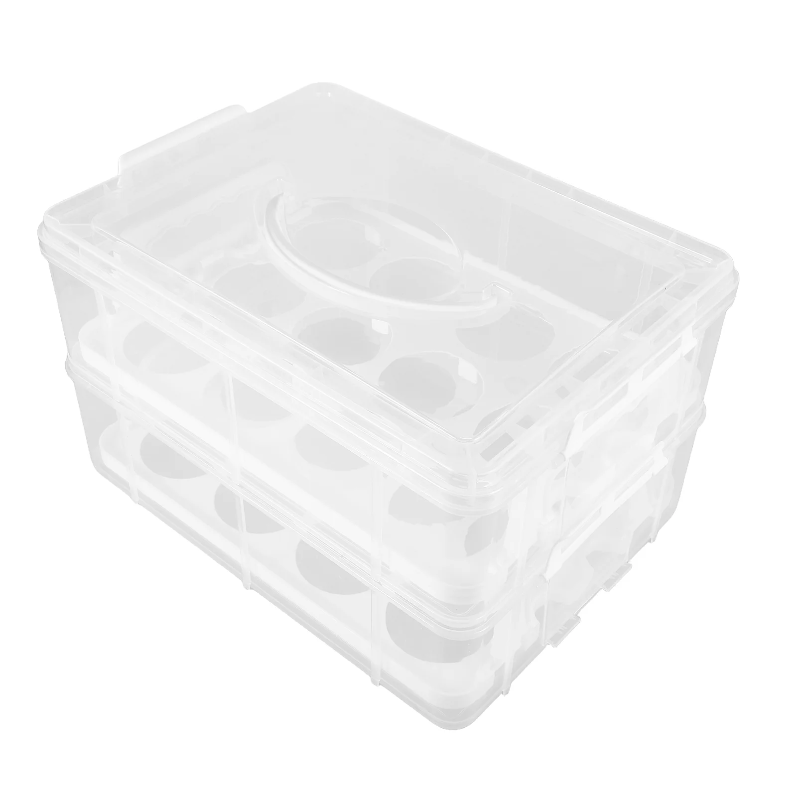 

Cake Shipping Box Transparent Dual Layer Dessert Carrier Sealed Portable Storage Container for Bakery Transport