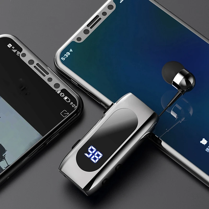 K55 Lavalier سماعة لاسلكية في الأذن ، شاشة رقمية ، مقاومة للماء ، كابل أعمال ، بلوتوث الترا ، ساخن