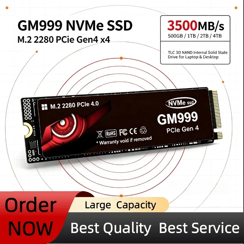 GM999 M.2 2280 NVMe SSD PCle 4 3500MB/s TLC 3D NAND 500GB 1TB 2TB 4TB Internal Solid State Drive Hard Disk for Laptop Desktop