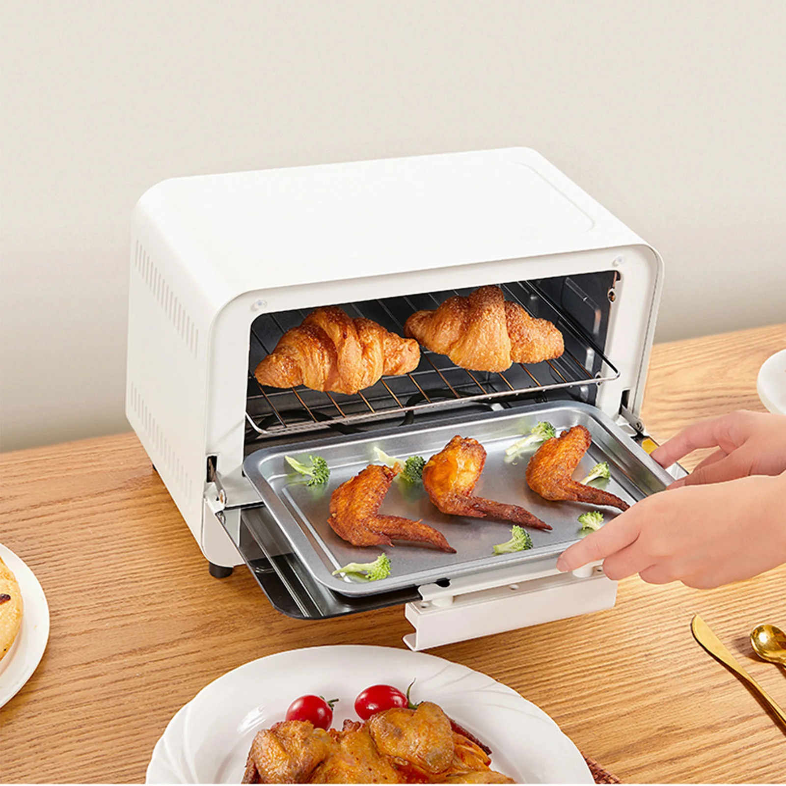 

220V Electric Oven with Multifunction Steam and Bake Capability, Easy Clean 10L Mini Oven for Home Kitchen Barbecue and Dessert