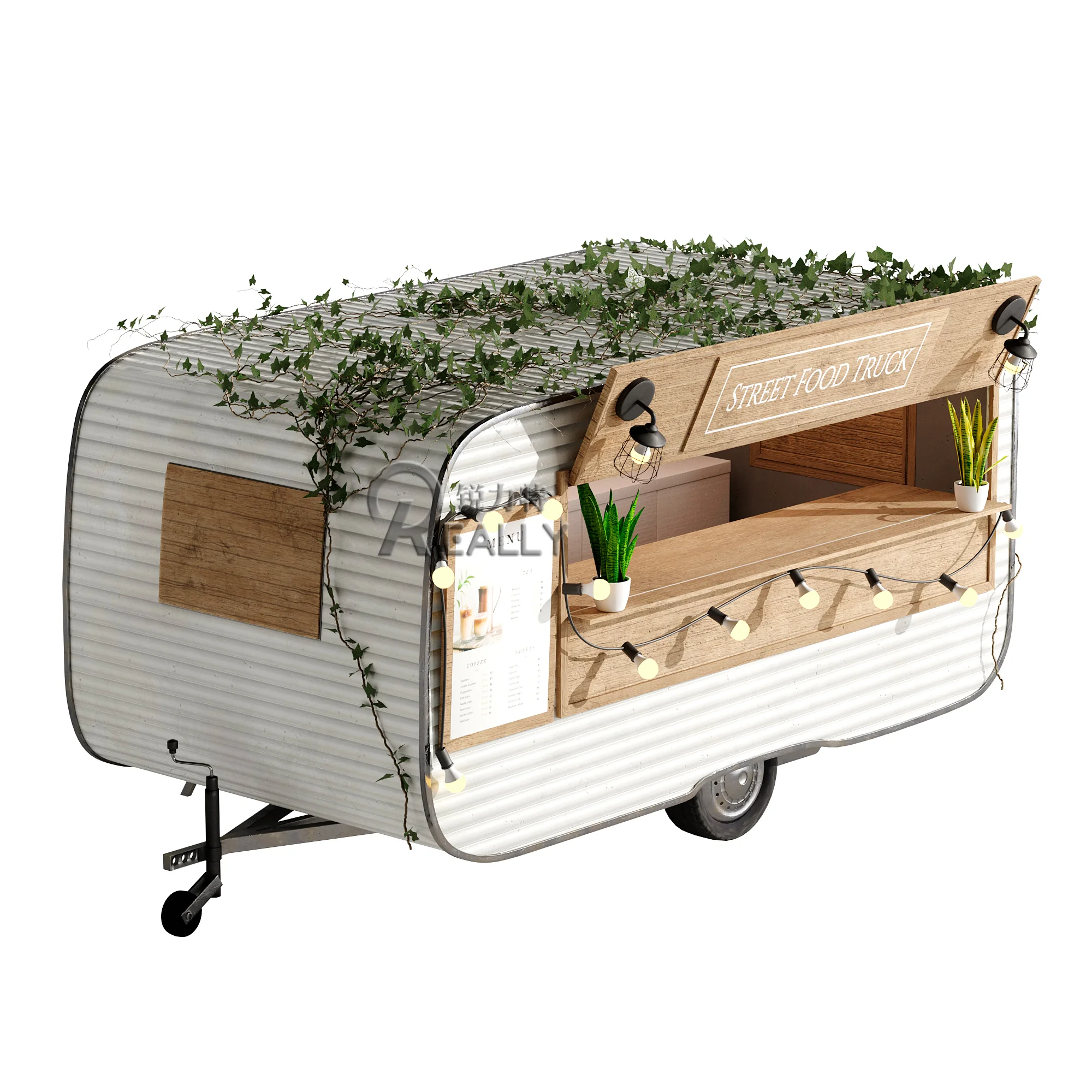 

Custom Truck Fast Food Trailer Fully Equipped with Full Kitchen Equipments Coffee Ice Cream Food Cart With Wheels For Sale