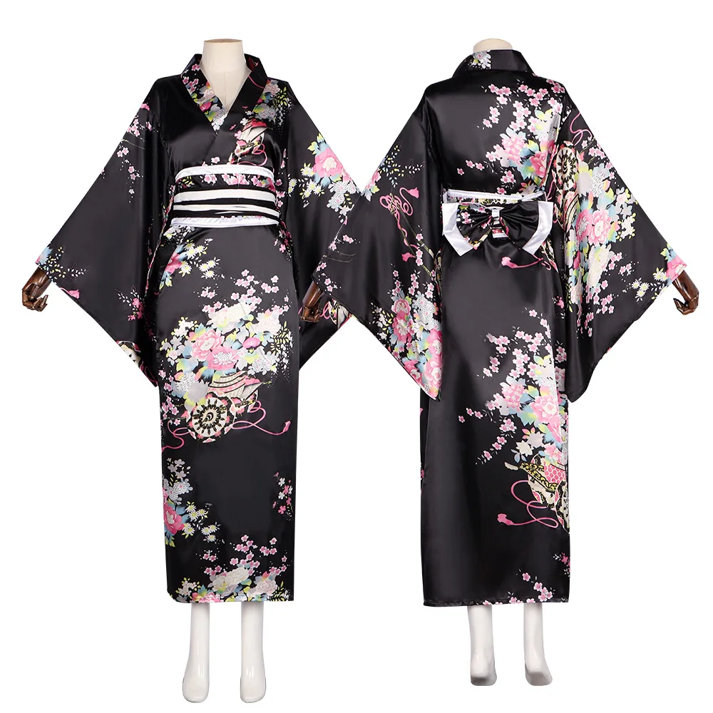 Kimono japonais sexy pour femmes, imprimé floral Kawaii, longues robes d'intérieur, belle robe Lolita pour filles, olympiques d'anime