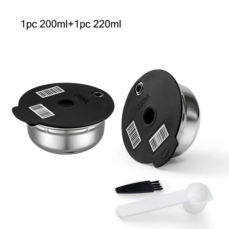 Kaffeekapsel aus Edelstahl, geeignet für Bosch Tassimo nachfüllbare Filterkaffeemaschine, Silikonabdeckung 60/180/200/220 ml