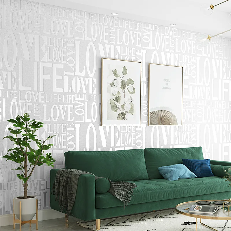 English Letter Wallpaper Clothing Store Modern Minimalist Personalized Fashion Background Wallpaper Living Room Home Decor