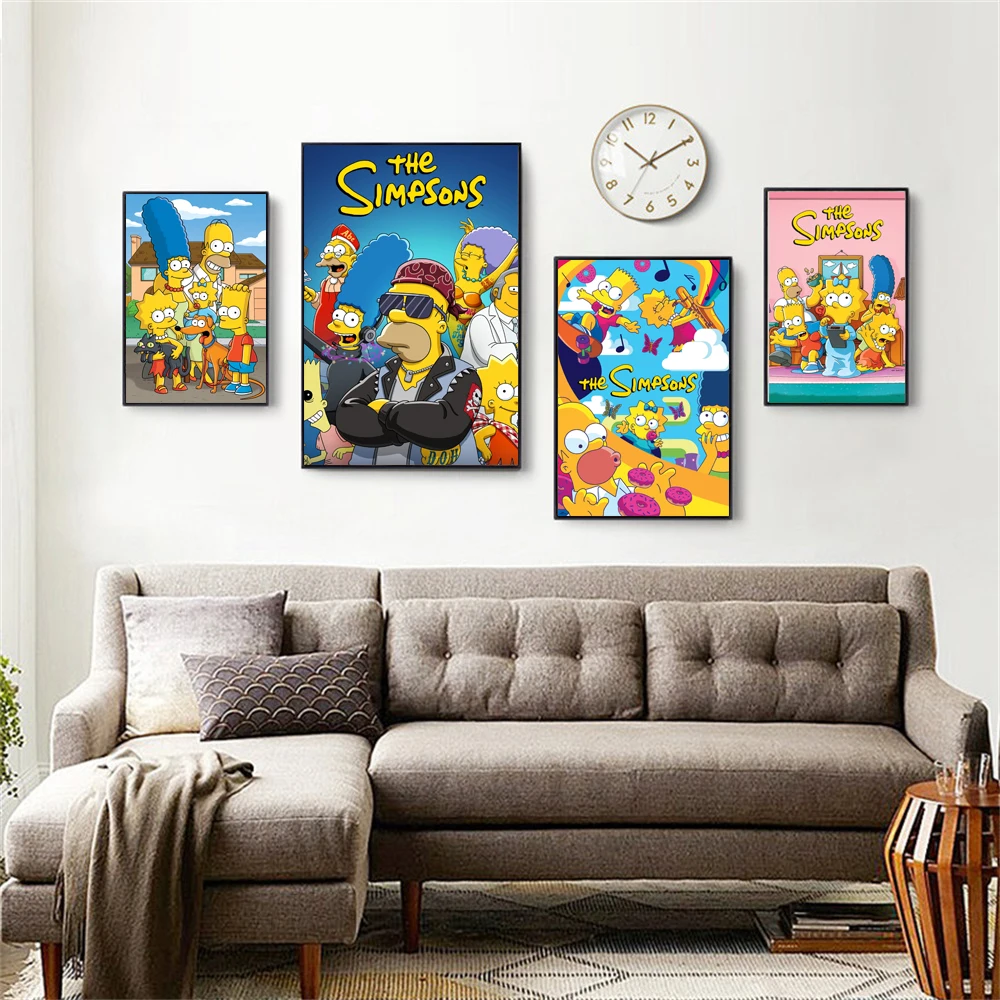 

Disney Simpsons Poster Disney Cartoon Wall Art Canvas Painting Bedroom Aesthetic Art Wall Painting Home Room Decor