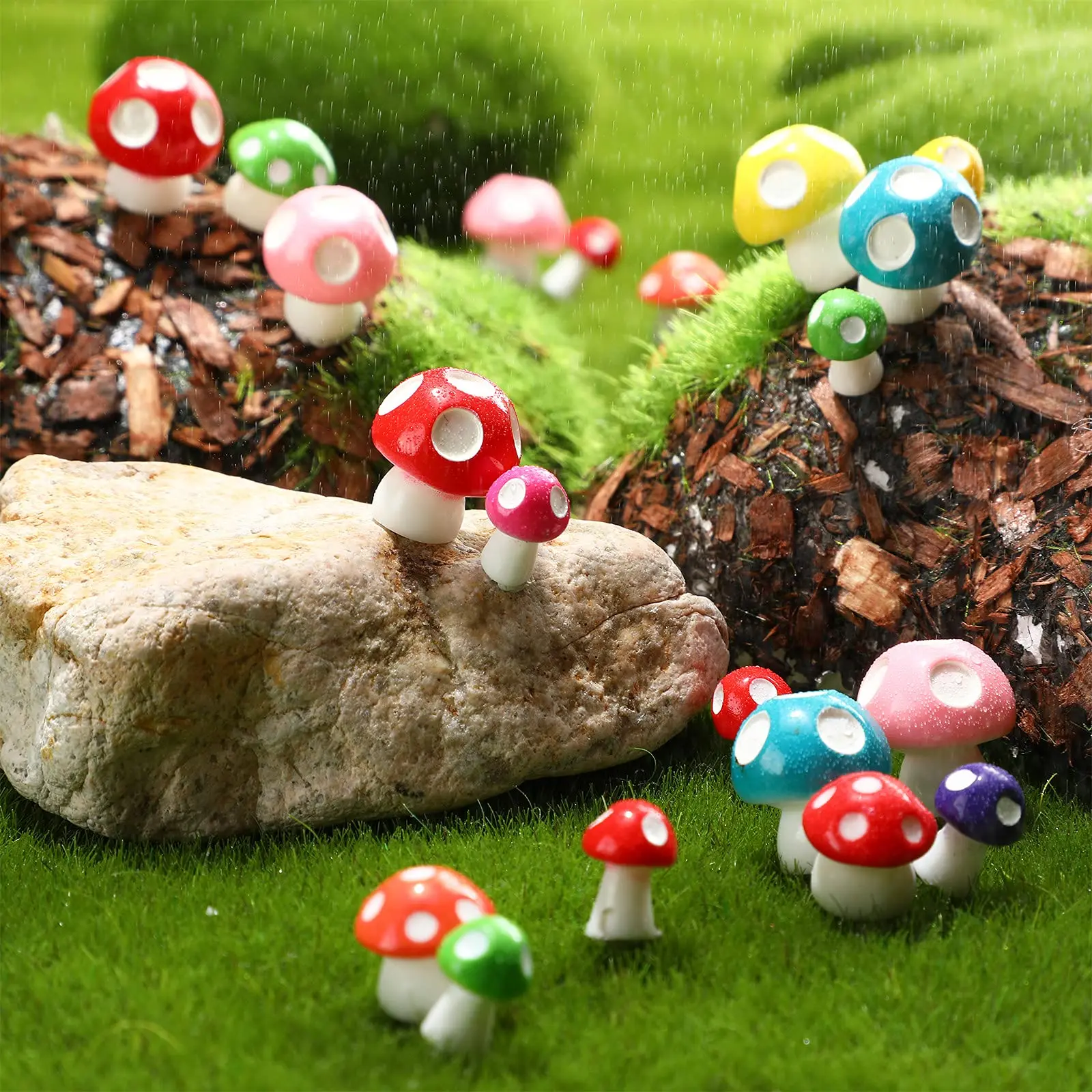 50 pz resina Mini fungo figurine Gnome piccoli funghi in miniatura per Micro paesaggio fai da te fata giardino terrario artigianato Decor