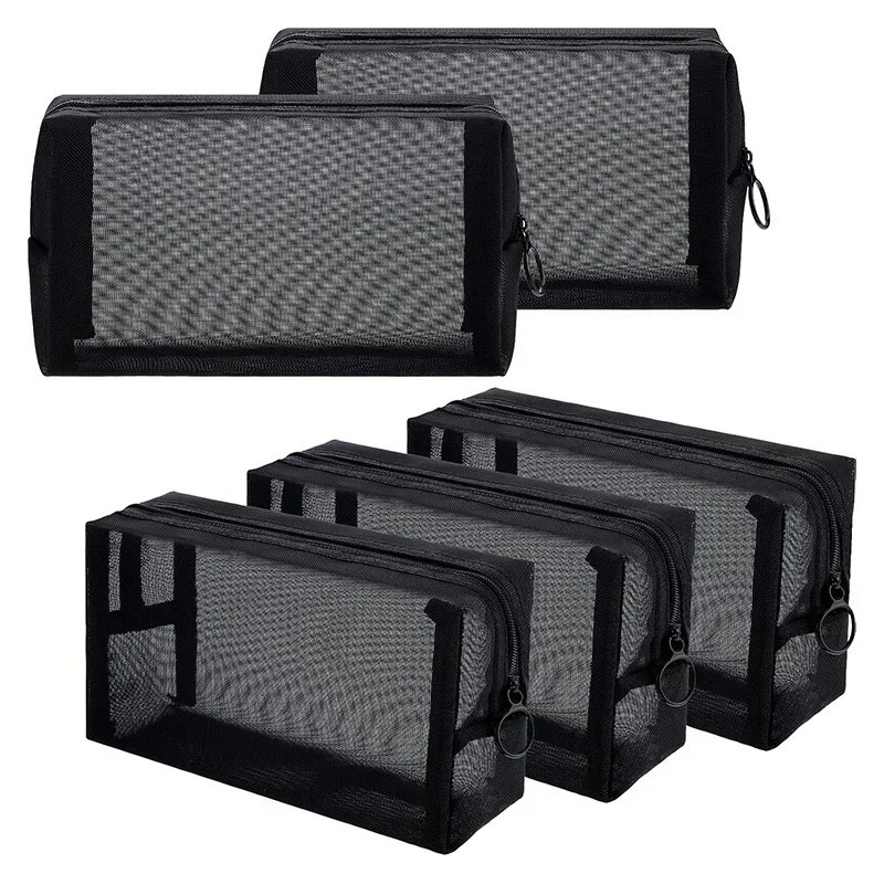 FKYB2 Mesh Cosmetic Bag Black Breathable Mesh for Accessories Organizer