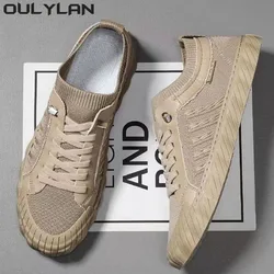 Oulylan Men's Breathable Sneakers Summer Casual  Lightweight Round Head Solid Colour Non-slip Flats Walking Shoes Male