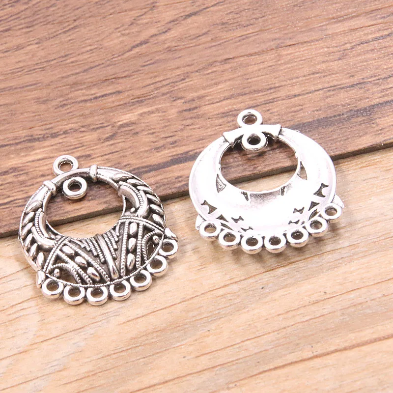 10Pcs 2 Styles 2 Color Zinc Alloy Necklace Charm Jewelry Fashion DIY Hollow Round Connector Pendant For Marking Find