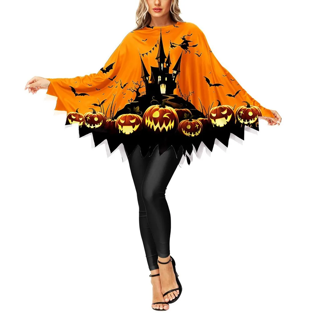 New Gothic Fun Cape Cosplay Costume mantelle Unisex Halloween Pumpkin Spider Ghost Print Costume Dead Party puntelli mantelli 2024