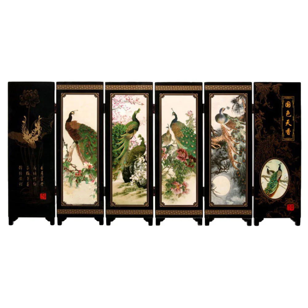 

Room Divider Panels Set Panel Divider Mini Folding Screen Chinese Lacquerware Mini Desktop Folding Screen Feng Shui