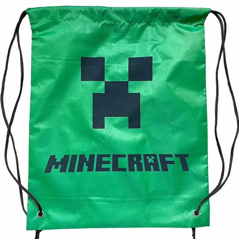 Minecraft-mochila con cordón no tejido de Anime, regalo de fiesta de cumpleaños Kawaii de dibujos animados de Anime, bolsa de almacenamiento de hombro para niños, regalos