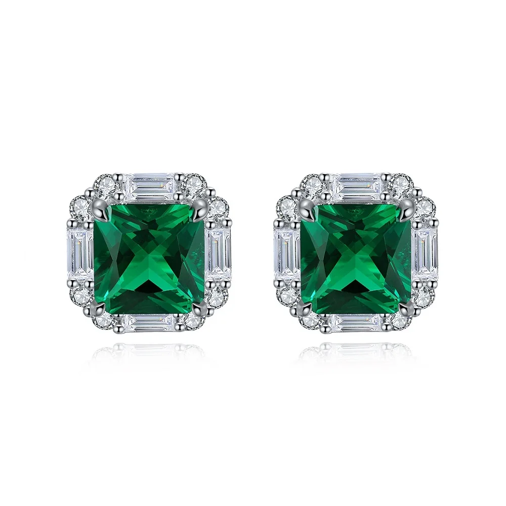 

Pirmiana New Arrival 4.56ct Lab Grown Emerald Earings S925 Silver Earring Studs Custom Women Daily Jewelry