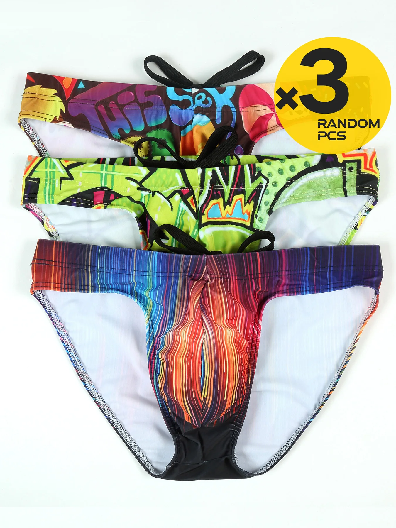 

Men's Swimming Briefs, Sexy Swimwear, Bikini, Leopard Beachwear, Pool Party, Sunbathing Shorts, Underwear, 3 Pcs, 4 Pcs