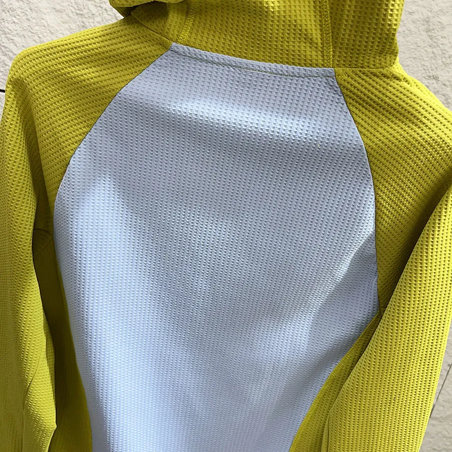 Unisex Mountain-Style Color-Block-Kapuzenpullover – Atmungsaktives Waffelstrick-Langarmshirt für Outdoor-Wanderungen & Radfahren – Detail 19
