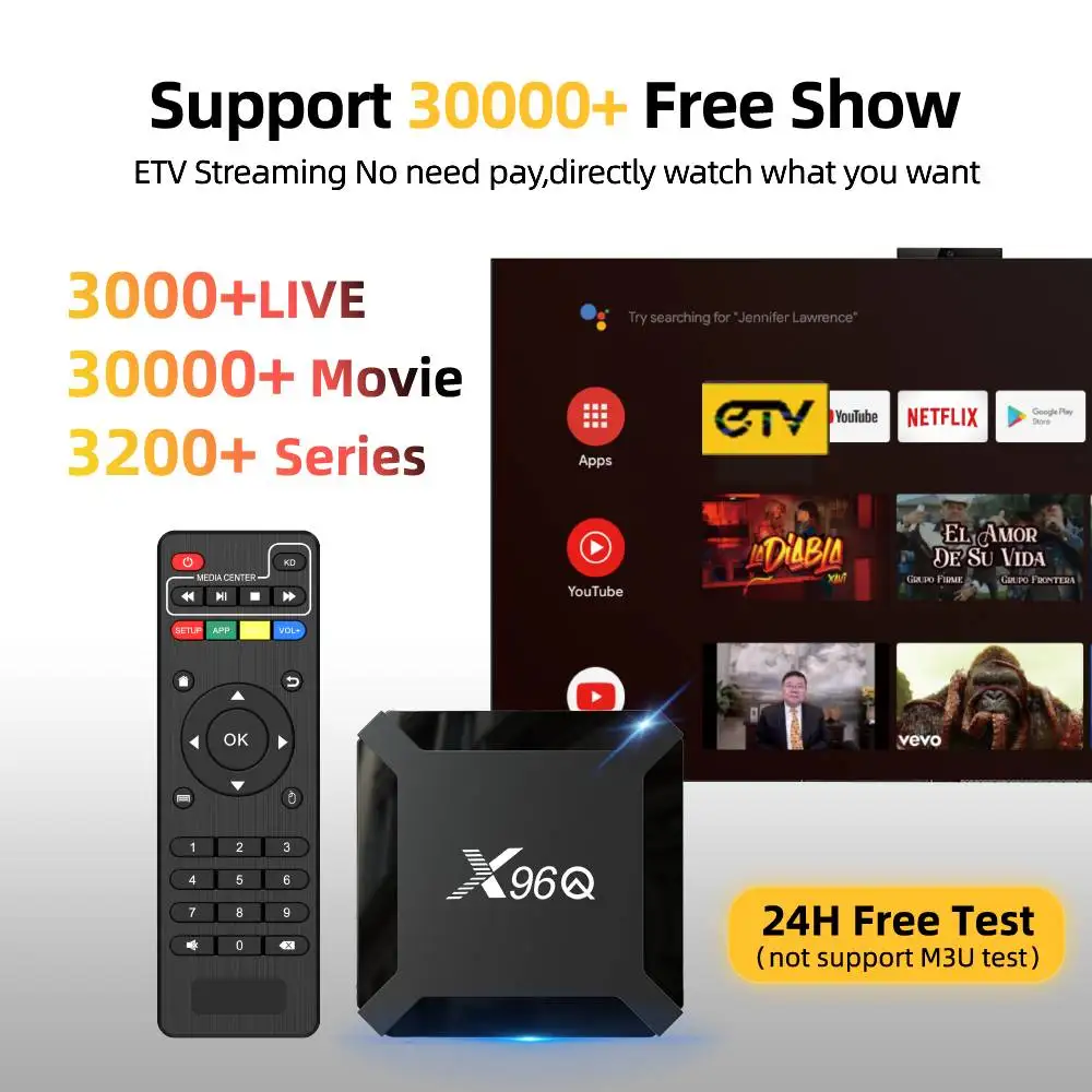 TV Android 4K ATV X96Q, kotak tv Android BT 2.4G Wifi Internet Streaming Ip-TV OTT Allwinner H313 2GB 16GB