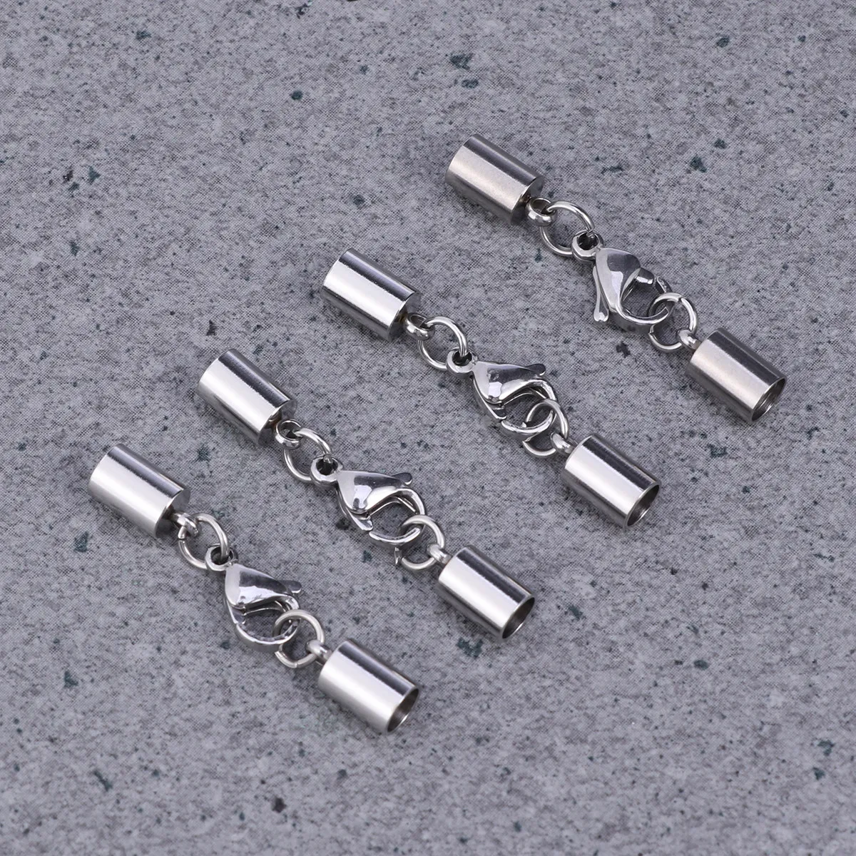 4Pcs Stainless Steel Jewelry String Fastener Double Head Design for Necklace Bracelet DIY Craft Making Factory Use Hole 4.0mm