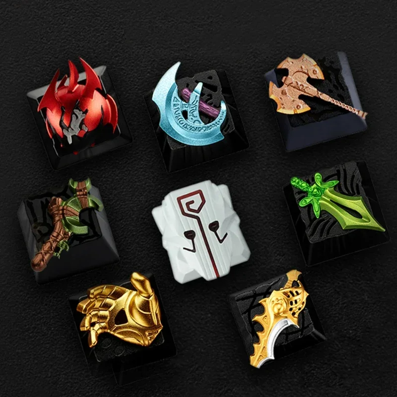 Anime Keycaps DOTA2 Dragon Heart Keycap Metal 3D Light Transmission Personalise Key Caps Mechanical Keyboard PC Accessories