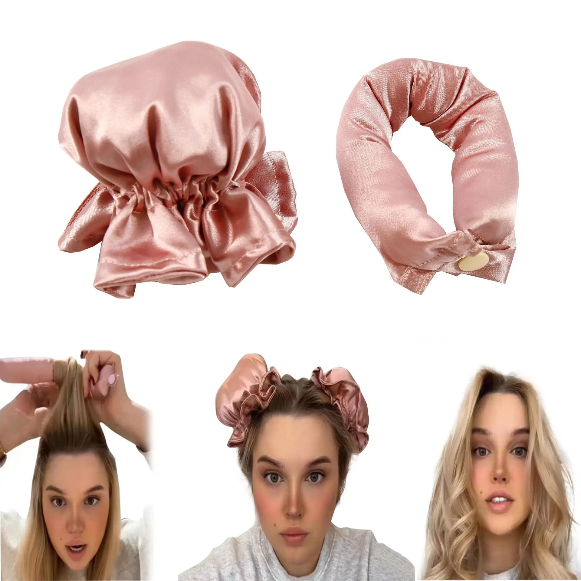 2Pcs Set 1005006227955260 Cover Set Soft Hair Rollers Sleeping Headband  Curling No Heat Hair Styling Tool