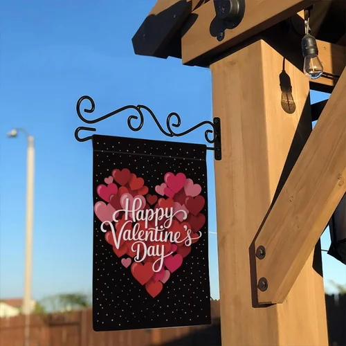 Happy Valentine's Day Garden Flag Black Gold Polka Dot Hearts Yard House Decor IIX WZZ yyi