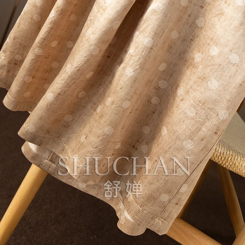 عطلة رومانية جديدة، تنورة نسائية فرنسية عالية الجودة من ألياف الخل بطباعة منقط عالية الخصر على شكل حرف A 54B7 #5