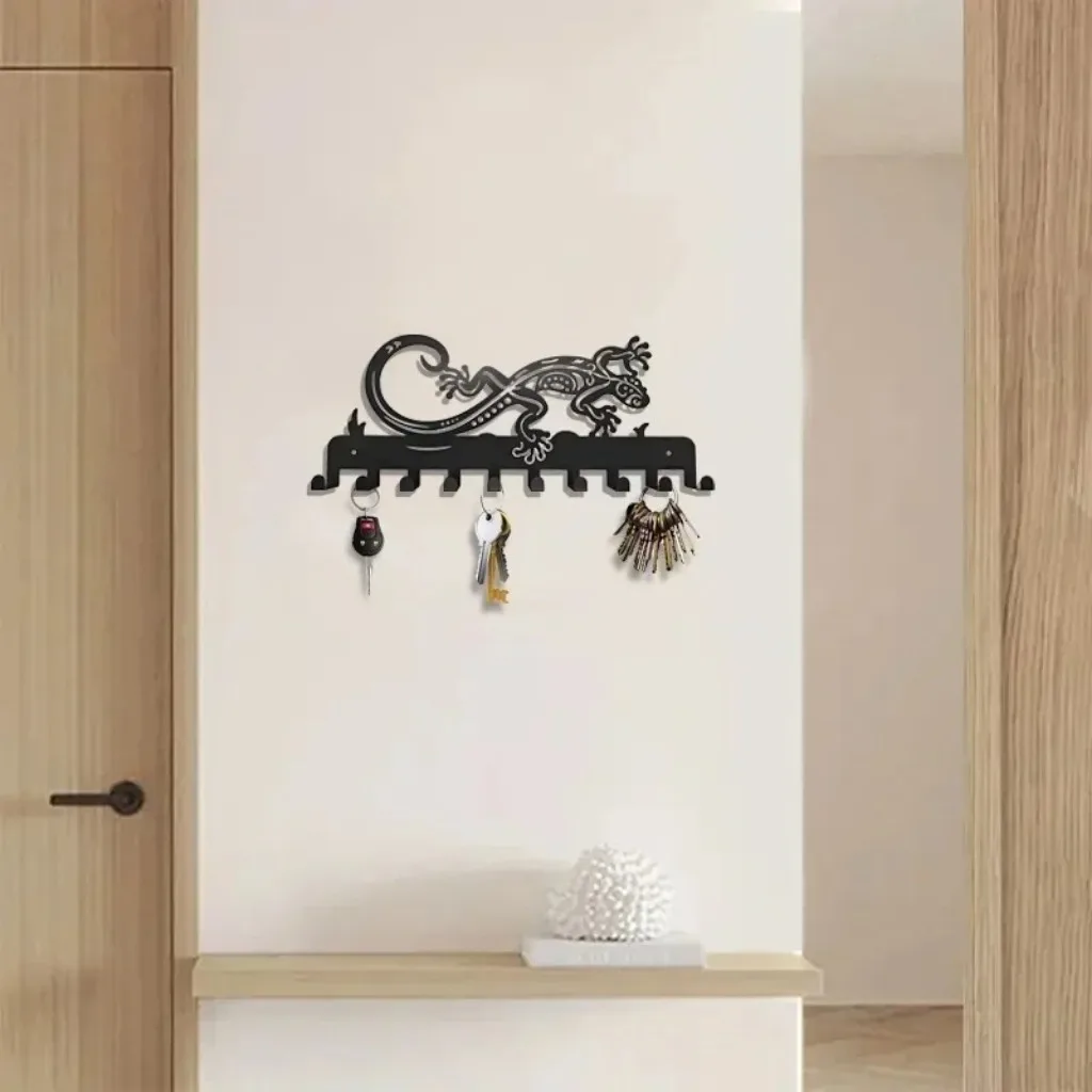 Lizard Metal Wall Hanging Towel Holder Rack With 10 Hooks, Durable Coat Rack, Key holder,Hook for Wall, Iron Art, Coat Hanger