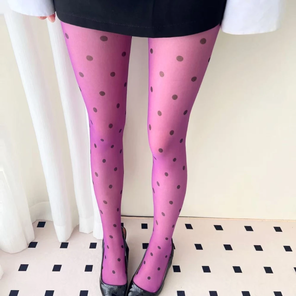 Y2K Polka Dot Stockings Women Tights with Polka Dot Print 2026 Summer 30D Ultra-thin Translucent Spicy Girl Sheer Pantyhose