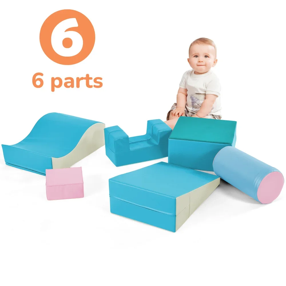 Colorful Soft Climb and Crawl Foam Playset 6 in 1, Soft Play Tools Climb and Crawl Playground for Kids Crawling and Climbing