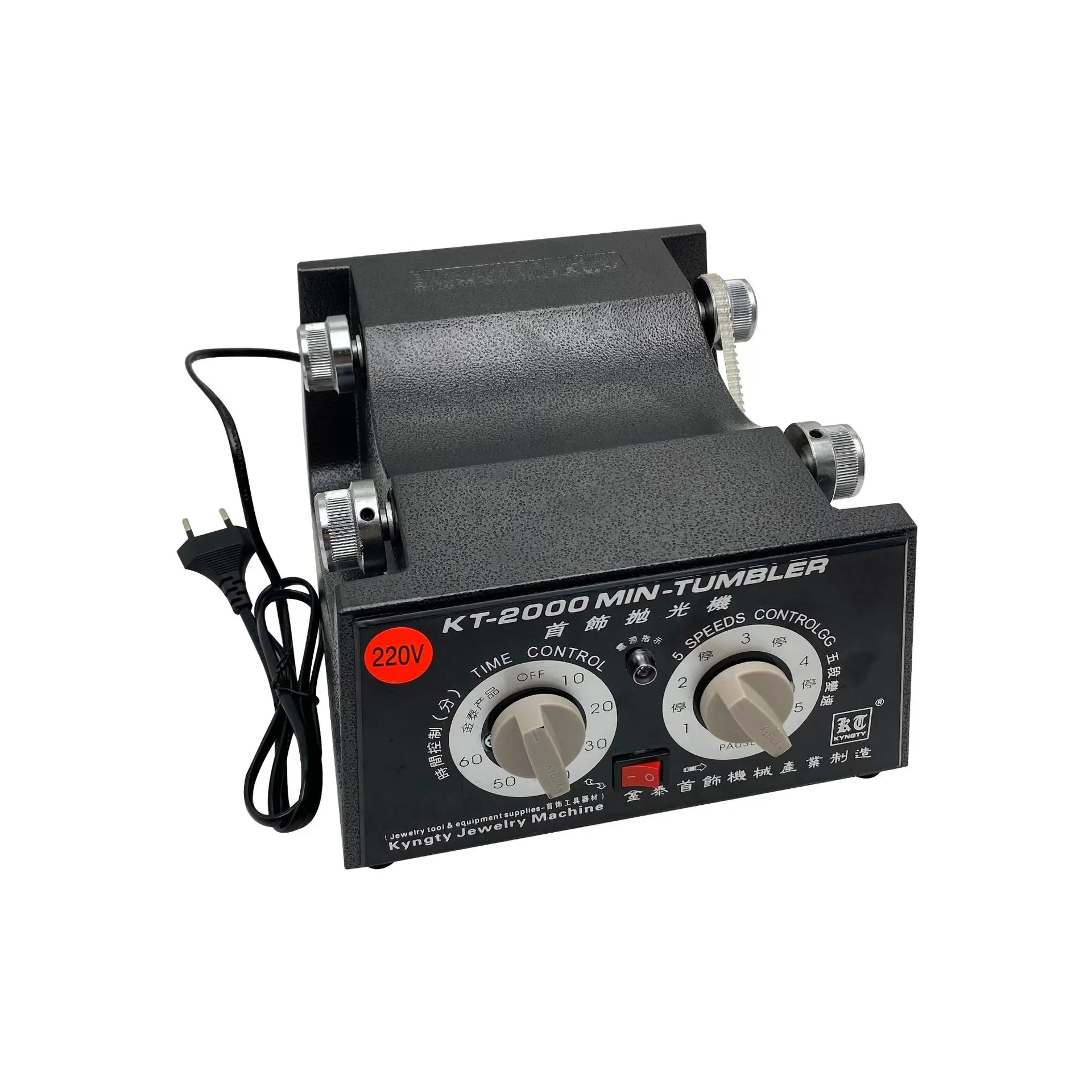 KT-2000 Jewelry Polisher Tumbler 5Kg Capacity Mini Rotary Tumbler Machine with Timer Jewelry Polisher Finisher for Jewelry Stone