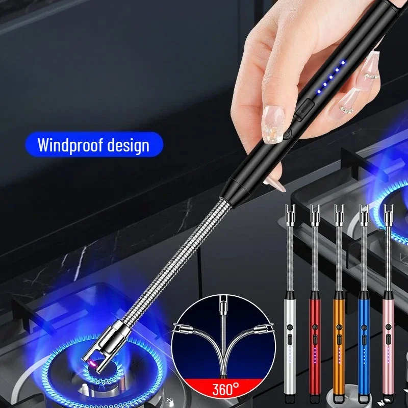 New Metal Aromatherapy Candle Gas Stove Kitchen Charging Ignifier Outdoor Bendable Natural Gas Extended Lighter Ignition Stick