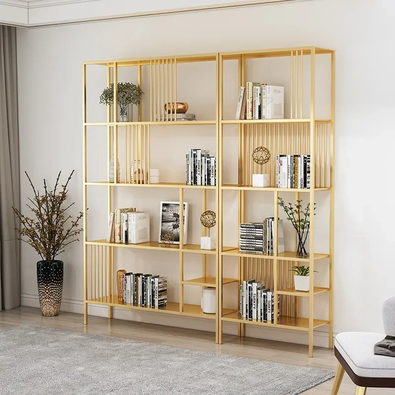 Nordic Wrought Iron Bookshelf Simple Floor Standing Storage Rack Multi Layer Display Shelf for Living Room Small Space