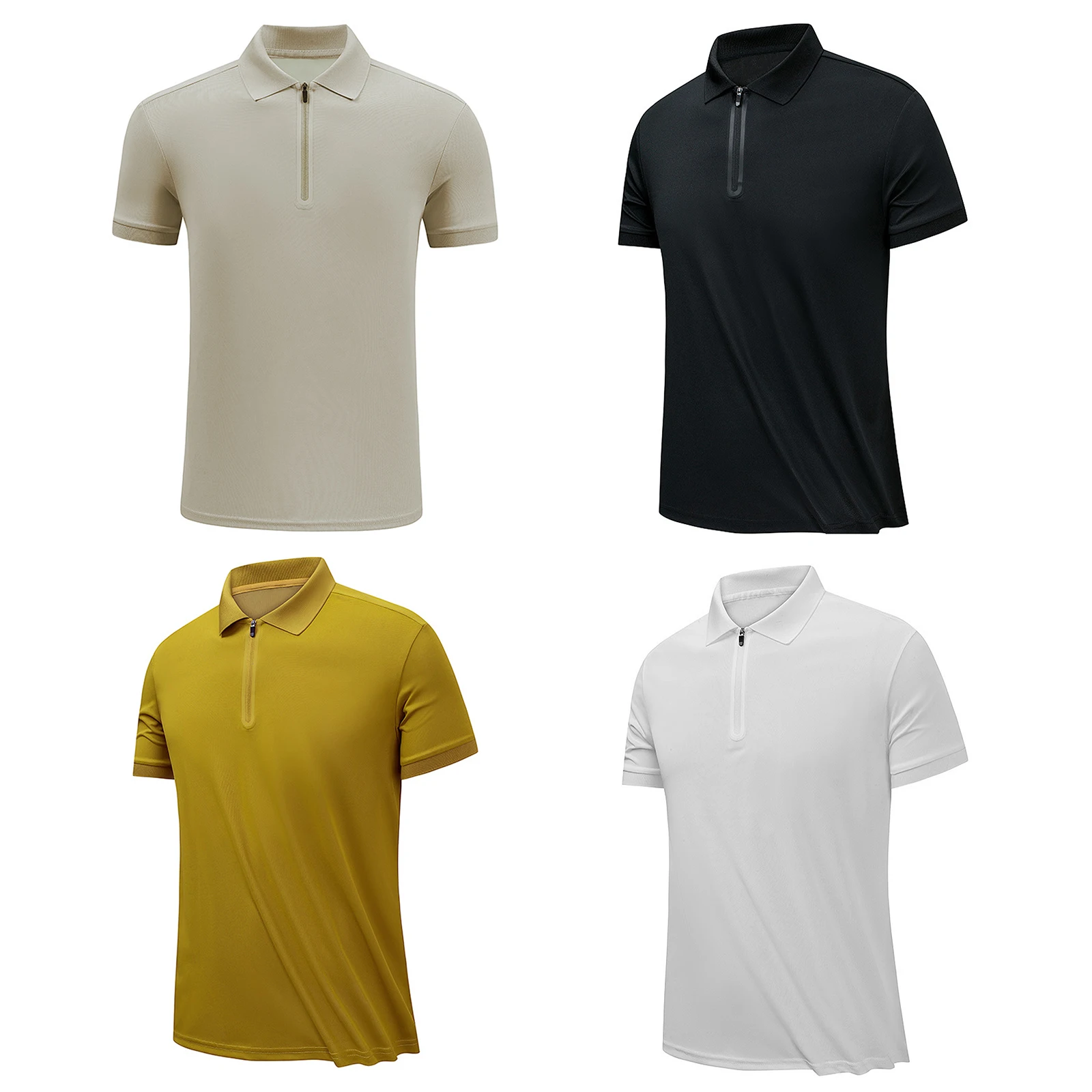 

Moisture-Wicking Men's Golf Shirt M-5XL - Short Sleeve Zipper T-shirt, Turn-Down Collar Athletic Top for Casual Wear