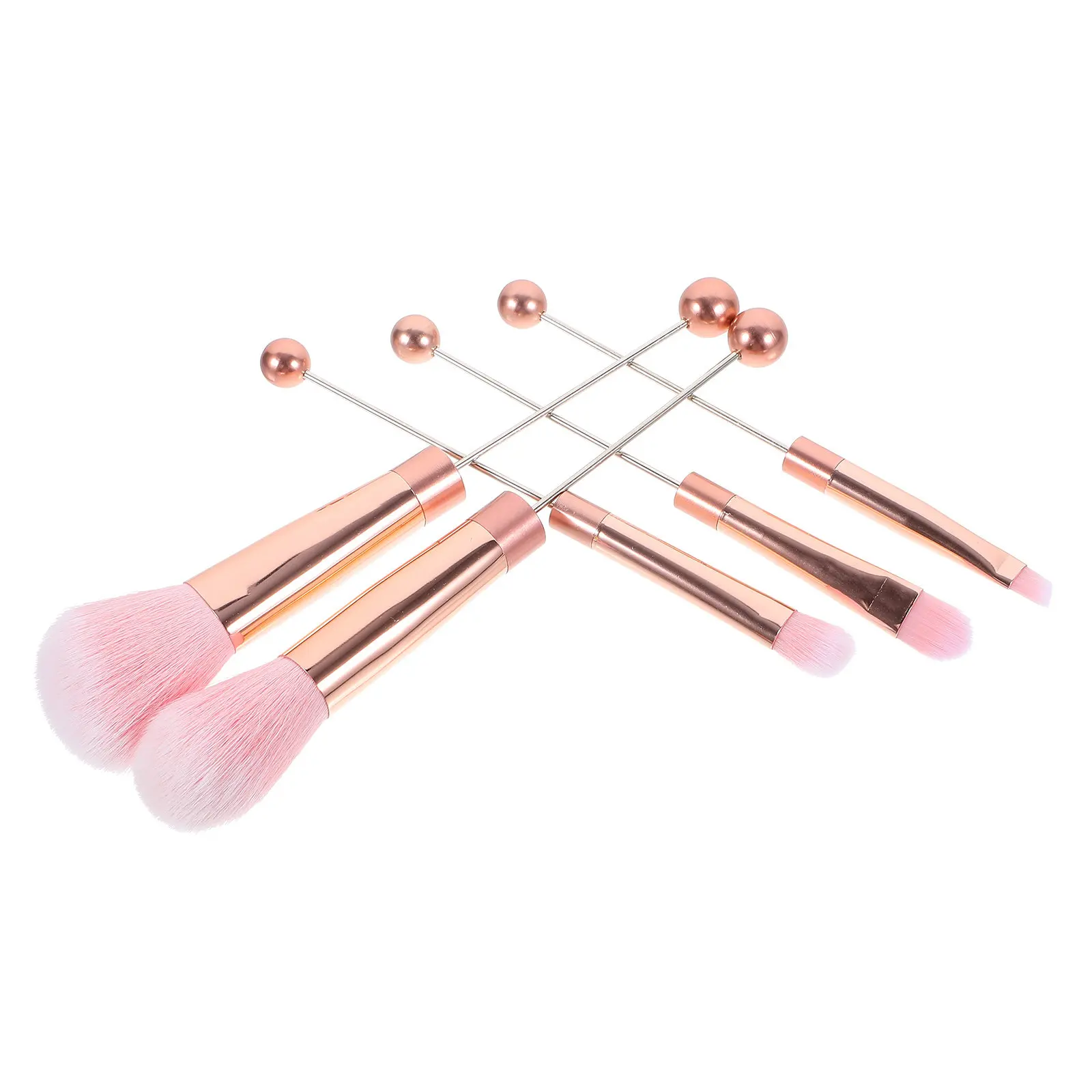 1Set Makeup Brush Set Metal Handle Soft Bristles Lightweight Portable Cosmetics Brushes for Travel Face Eye Natural Makeup