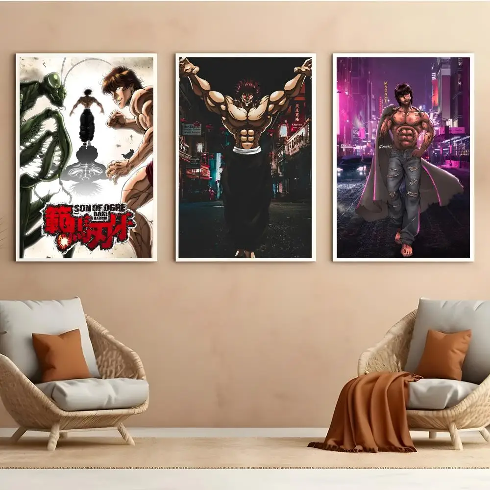 Anime B-Baki The G-Grappler Poster Peel And Stick Matte Self Adhesive PVC Easy Apply Removable Waterproof Frameless Home Decor
