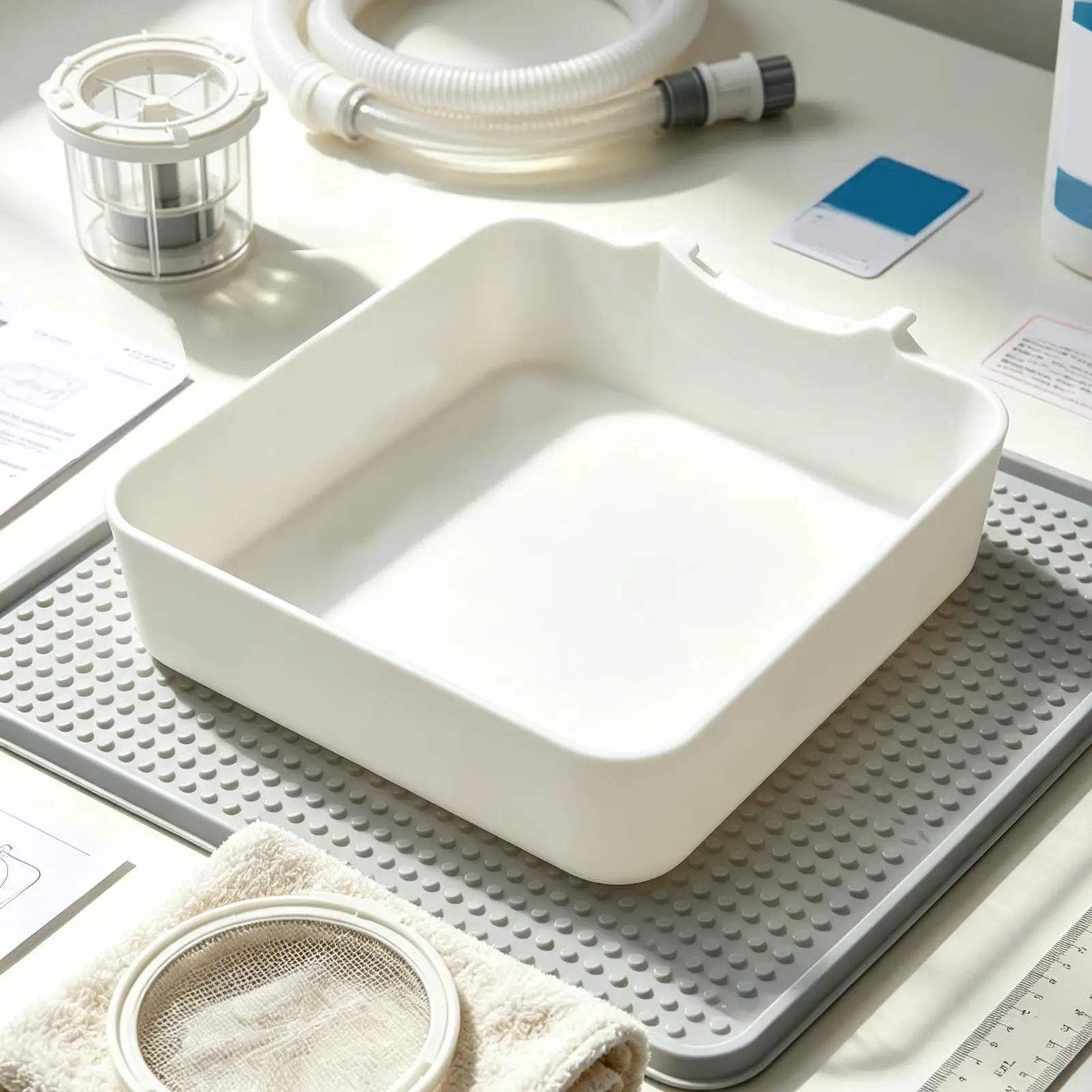 Aoifn Washing Machine Drain Pan, Water Catcher Tray for Front Load Washer Filter Cleaning, Laundry Floor Spill Protector Tool