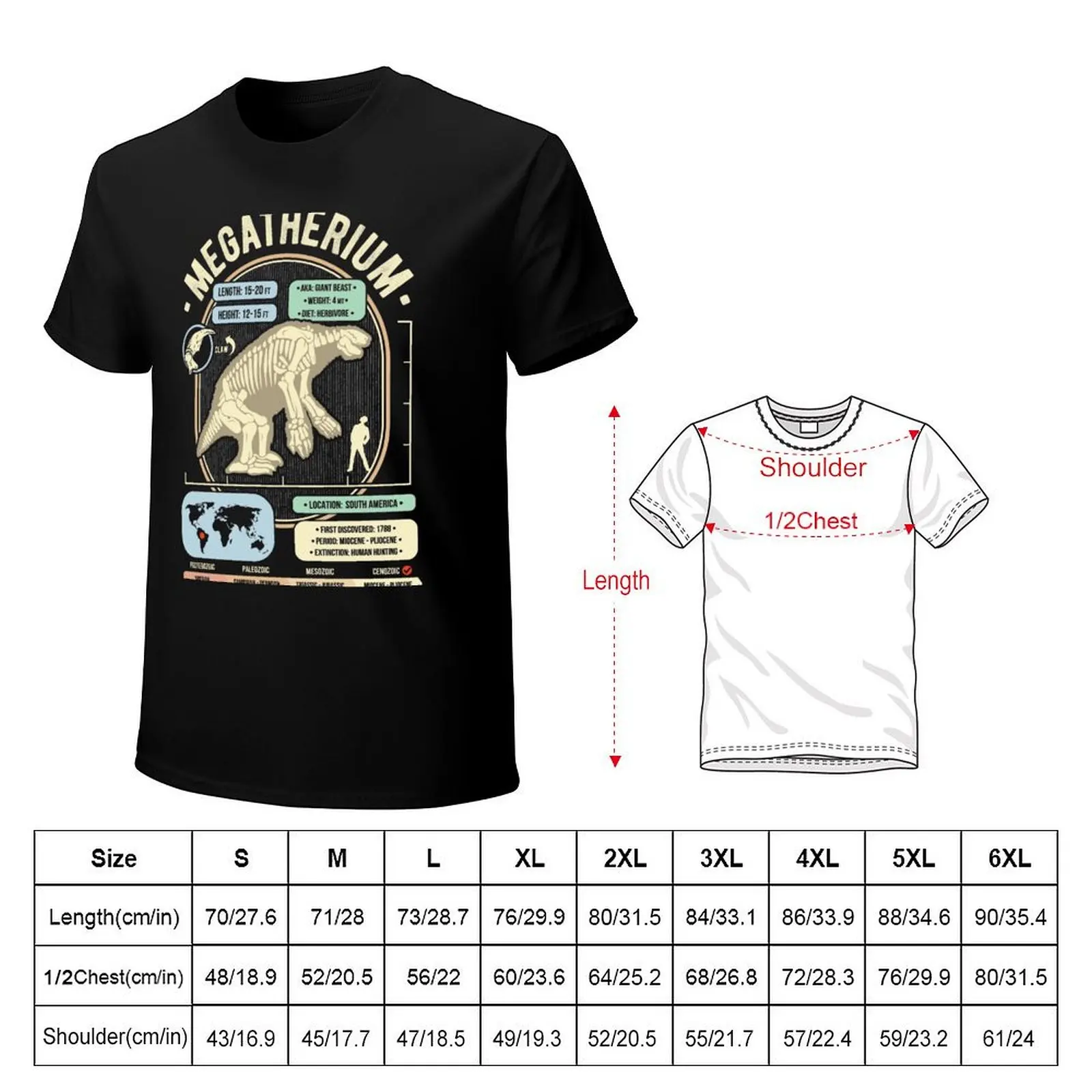 Dinosaur Facts - Megatherium Giant Sloth Science & Anatomy Gift T-Shirt t shirts cotton 100% T-Shirt