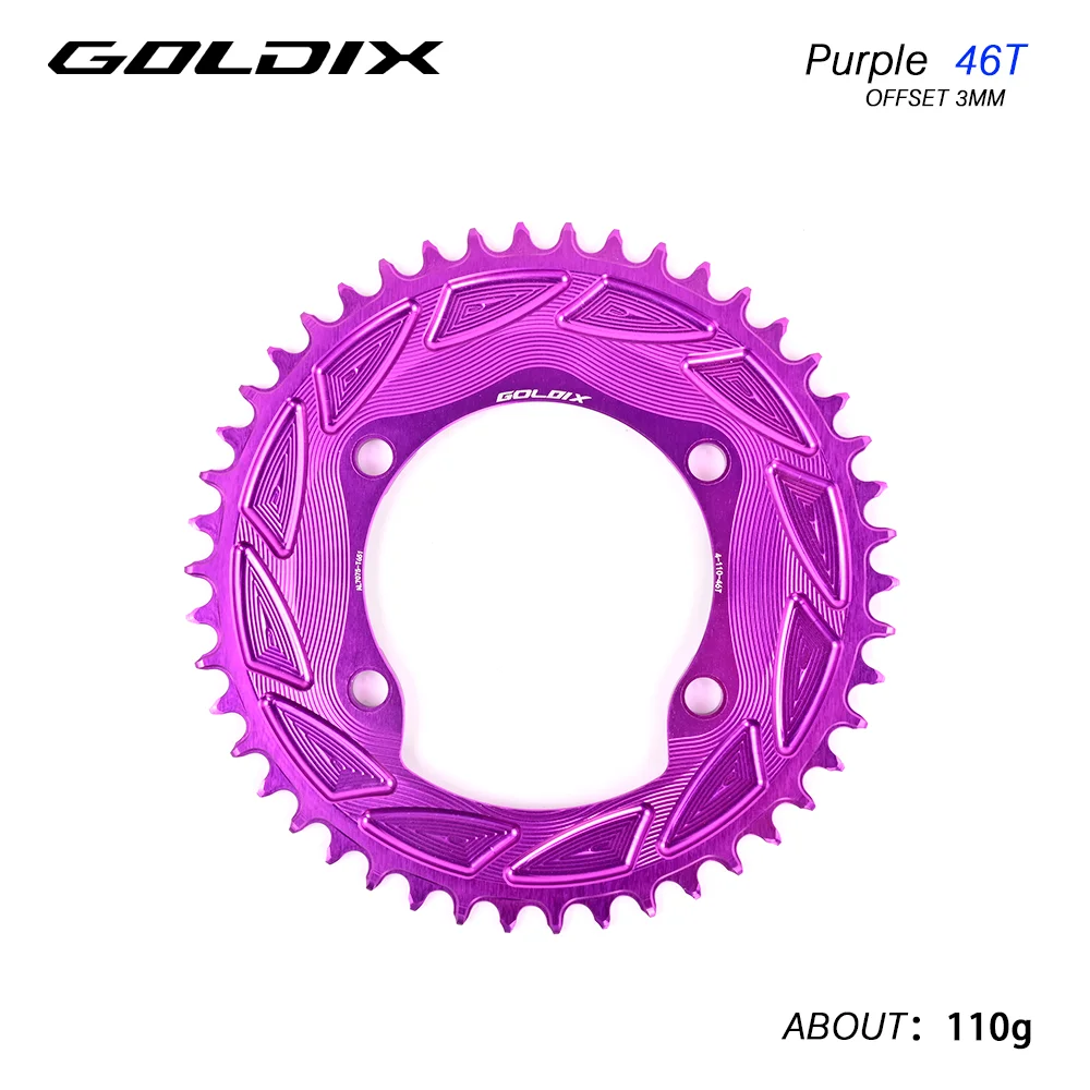 GOLDIX 3mm Offset 110BCD Fahrradkettenblatt AERO Disc X110BCD 4-Loch Kettenrad für SHIMANO R7000 R7100 R8100 R9200 110BCD Kurbel