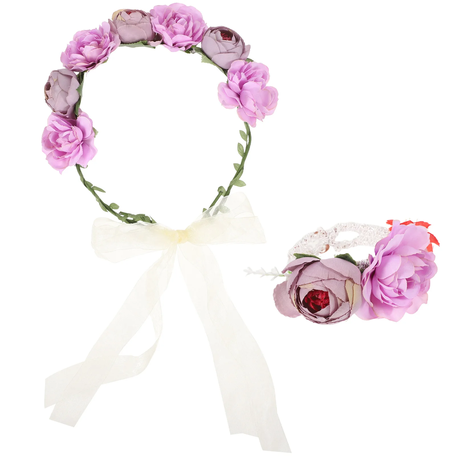 

Flower Crown Headband Bridal Accessories Wedding Tiaras Corsage Decorative Purple Flower Girl Headpiece Simple Romantic Style