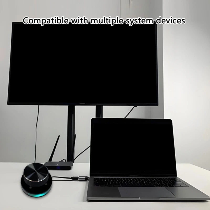 Customizable USB Volumes Knob Controller PC Audios Management Device Instantly Mute Function LED Effect Plugs and Play