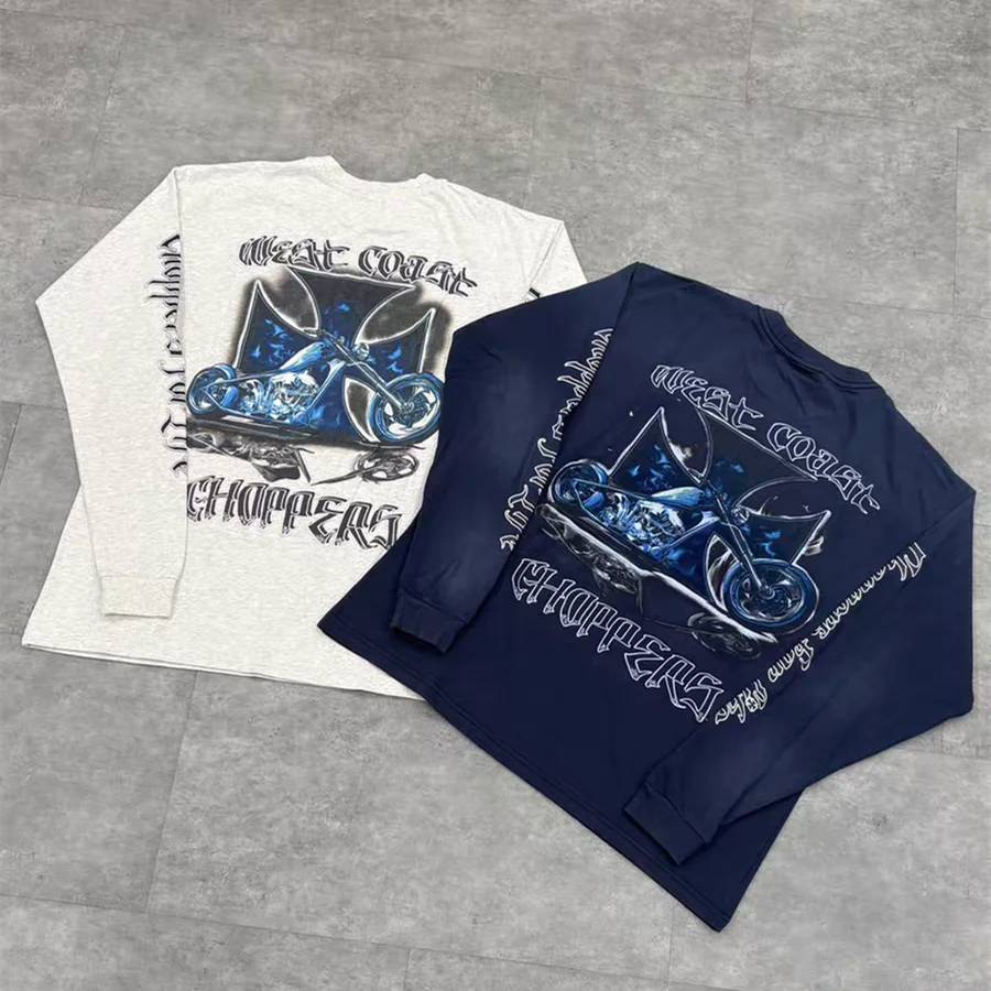 

Футболка с длинными рукавами West Coast Choppers для мужчин и женщин, высококачественные футболки большого размера с дымчатым шлейфом, футболки
