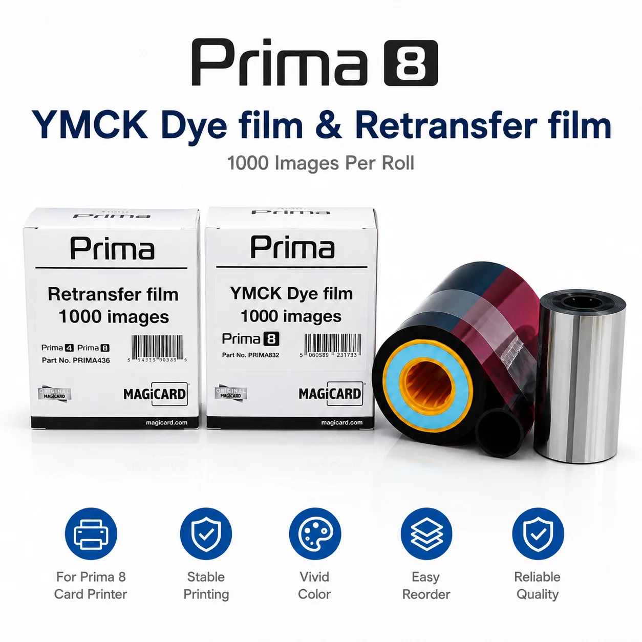 YMCKO Color Ribbon Compatible With Magicard Prima 8 PVC ID Card Printing