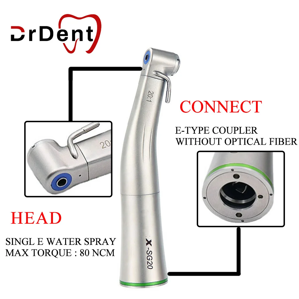 

Dental Low Speed Handpiece Green Ring X SG20L Contra Angle Push Button Water Spray With LED Fiber Optic Dentistry Implant