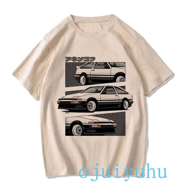 Japanese Anime Cartoon Gothic EU Size Summer Tops Initial D T-Shirt Men Graphic Tee Shirt AE86 Funny Harajuku Manga T Shirt Male