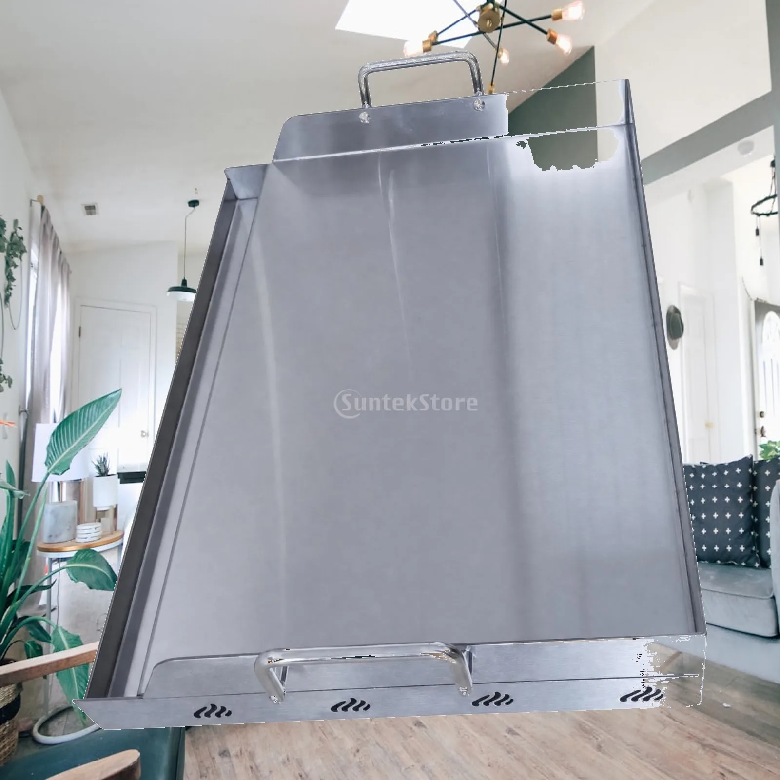 Rectangular BBQ Grill Tray Stainless Steel Baking Pan for Outdoor Barbecue Cooking Portable Grill Accessory