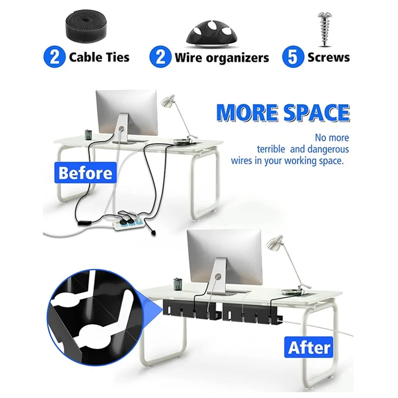 

Expandable Under Desk Cable Storage Rack Management Tray Desk Socket Holder Wire Organizer Shelf Durable Easy To Use