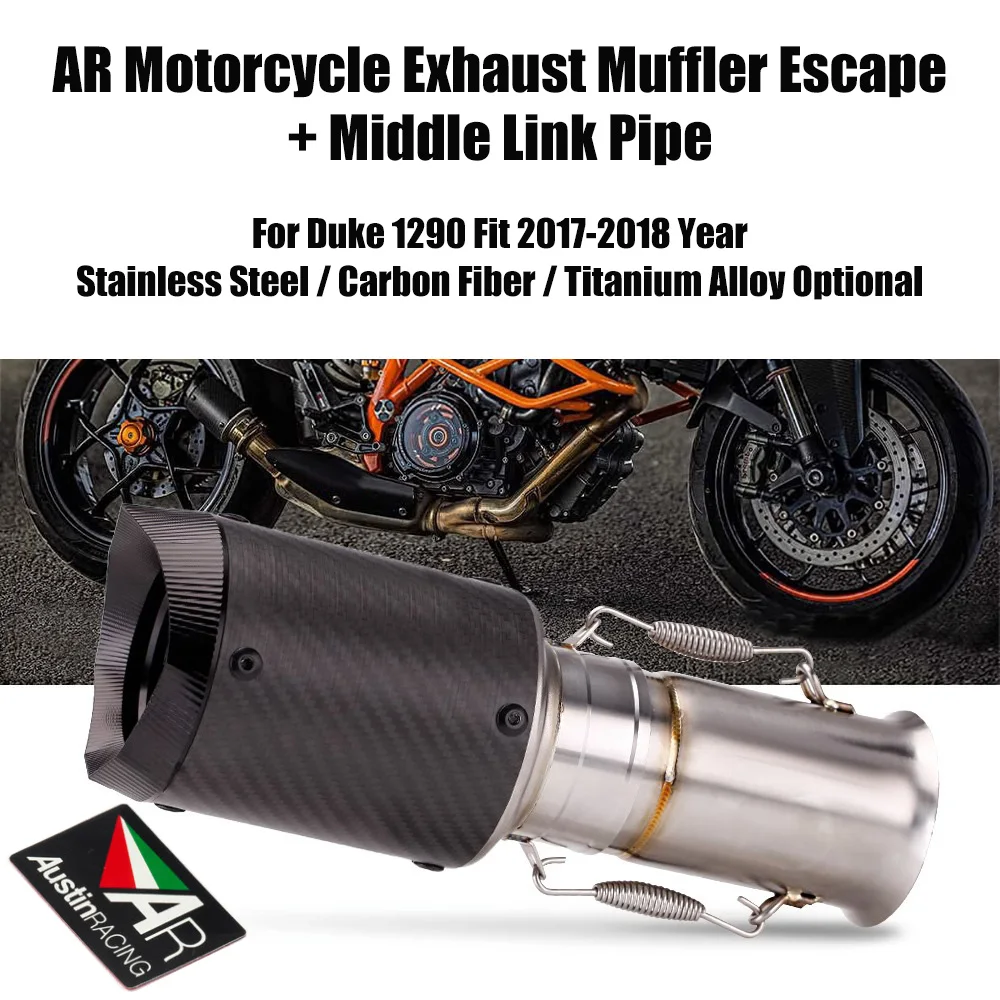 Titanium Alloy AR Motorcycle Exhaust Muffler Escape With Middle Link Pipe for KTM DUKE1290 Exhaust Modified Accessorie 2018-2019