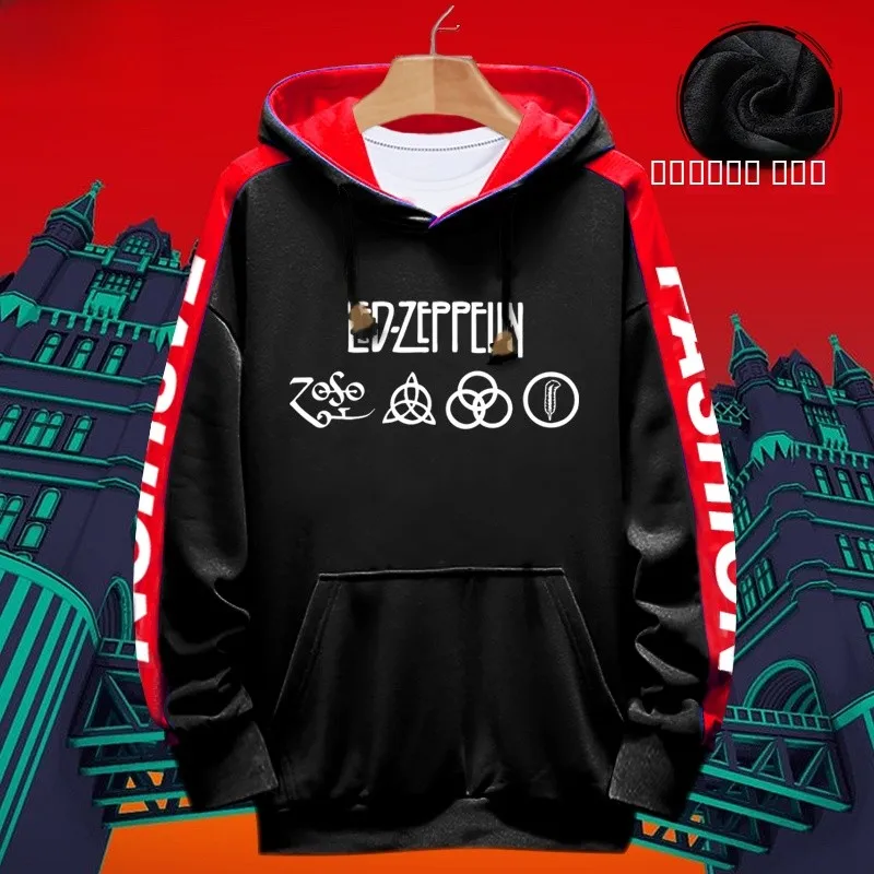 

Толстовка Zilan Band с капюшоном из хлопка с геометрическим принтом, пуловер с круглым вырезом для осени и зимы