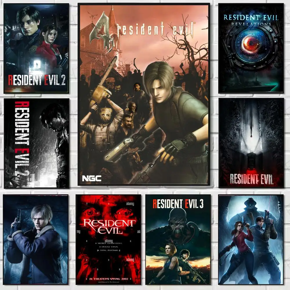 Game R-Resident Evil Poster Stickers, suitable for game rooms, bedrooms, corridors, home wall art decor, gifts