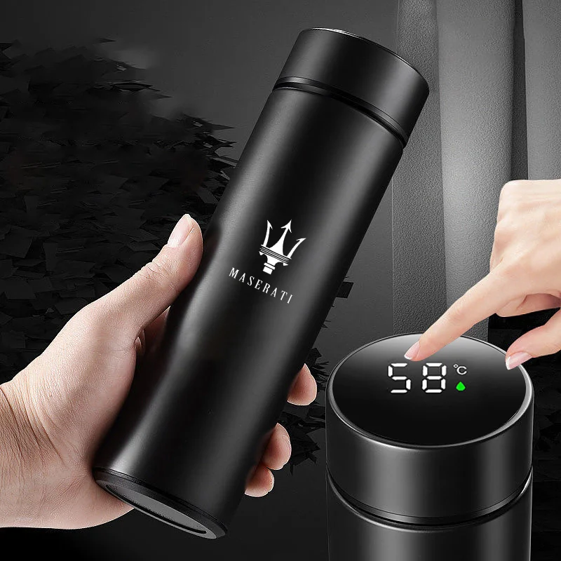 500ML Temperature Display Thermos Cup Stainless Steel Vacuum Insulated Cup For Maserati Granturismo Quattroporte Levante Coupe