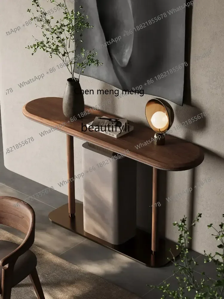 Light Luxury Living Room Console Tables Wall Villa Art Side View Sets Black Walnut Solid Wood Console Tables